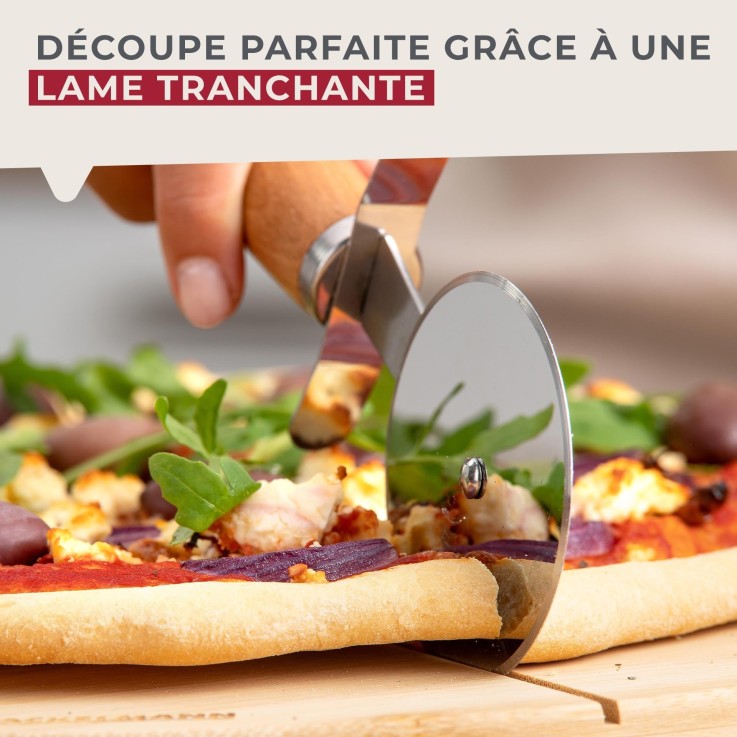 Roulette à pizza Pizza & Pasta en inox et bois - 31 cm