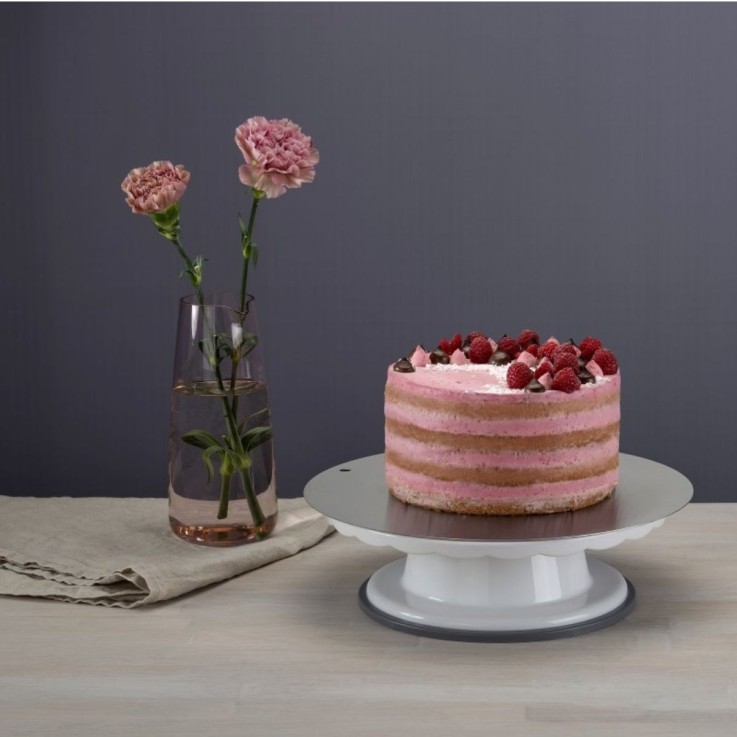 Plateau de présentation pour gâteau rond en inox - 32 cm
