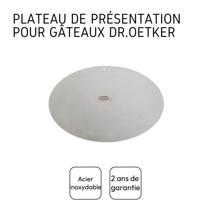 Plateau de présentation pour gâteau rond en inox - 32 cm