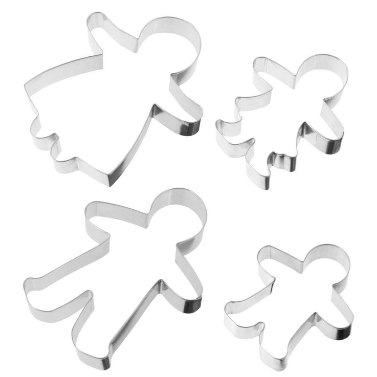 Emporte-pièces en inox - lot de 2 - silhouettes de bonhommes en pain d'épices