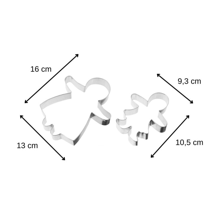 Emporte-pièces en inox - lot de 2 - silhouettes de bonhommes en pain d'épices