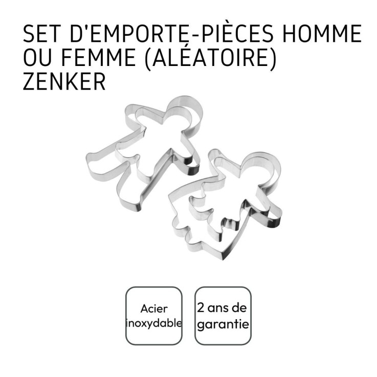 Emporte-pièces en inox - lot de 2 - silhouettes de bonhommes en pain d'épices