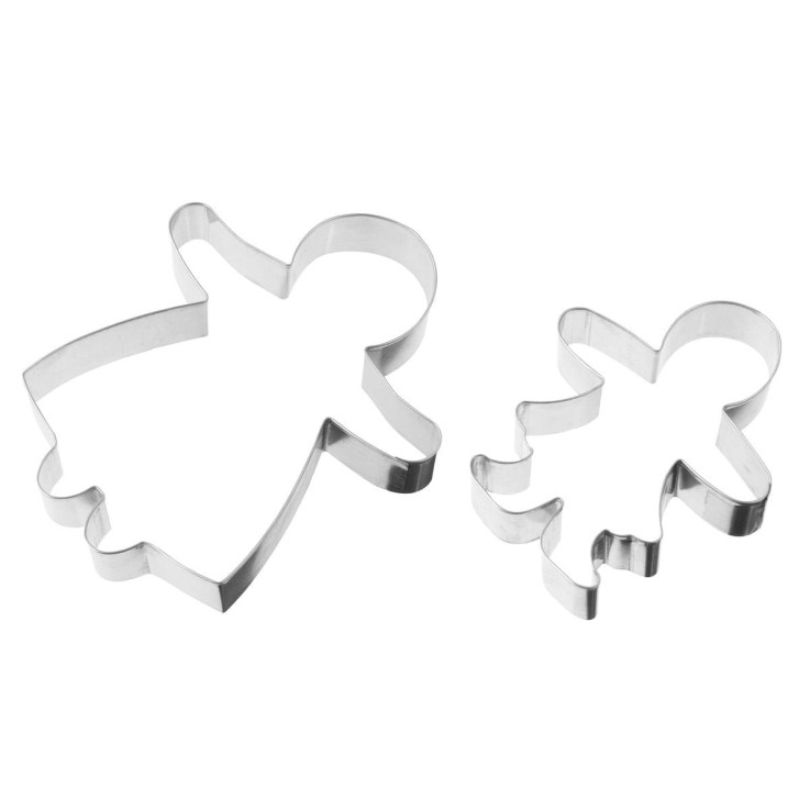 Emporte-pièces en inox - lot de 2 - silhouettes de bonhommes en pain d'épices