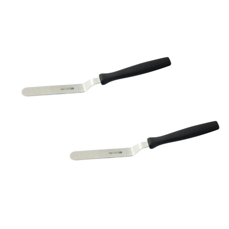 Lot de 2 mini spatules coudées pour pâtisserie en inox - 22,5 cm