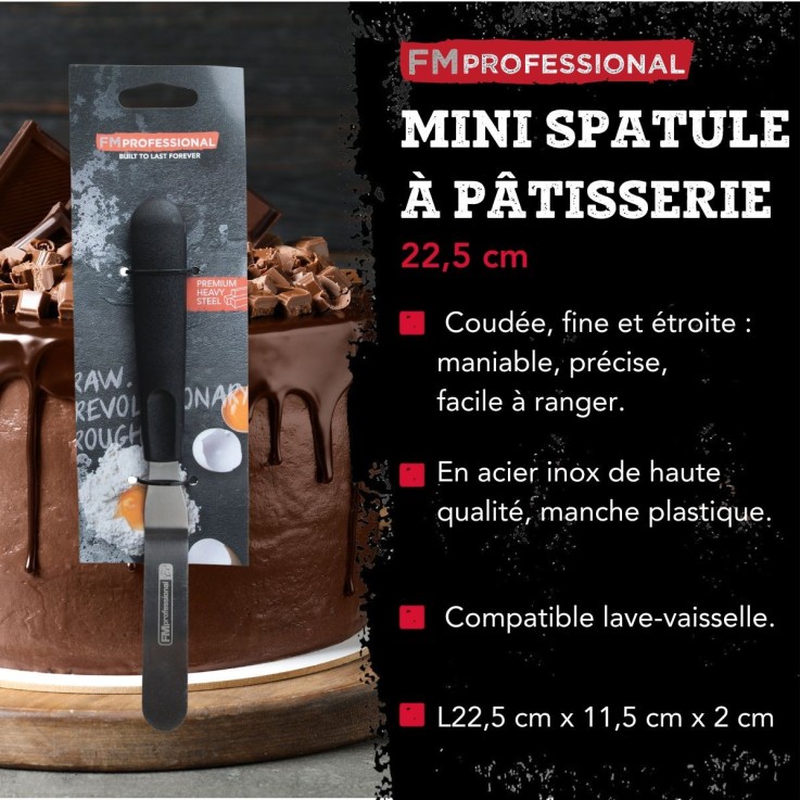 Lot de 2 mini spatules coudées pour pâtisserie en inox - 22,5 cm
