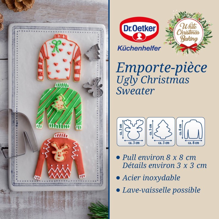 Emporte-pièces Pull de Noël en inox - lot de 3