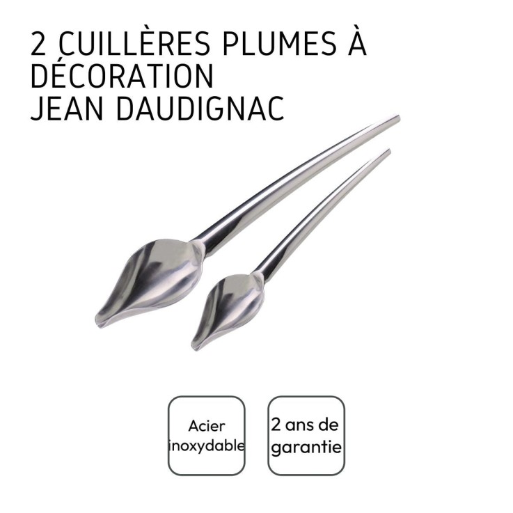 Cuillères plumes en inox - lot de 2