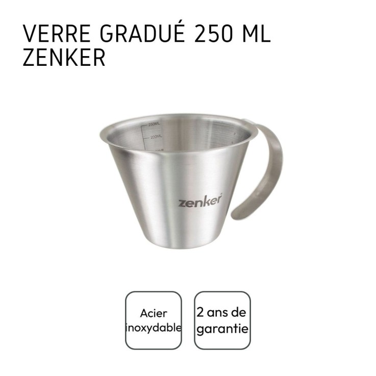 Verre doseur Smart Pastry en inox - 250 ml