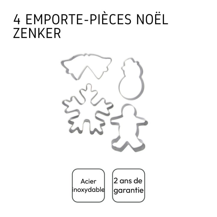 Lot de 4 emporte-pièces de Noël en inox
