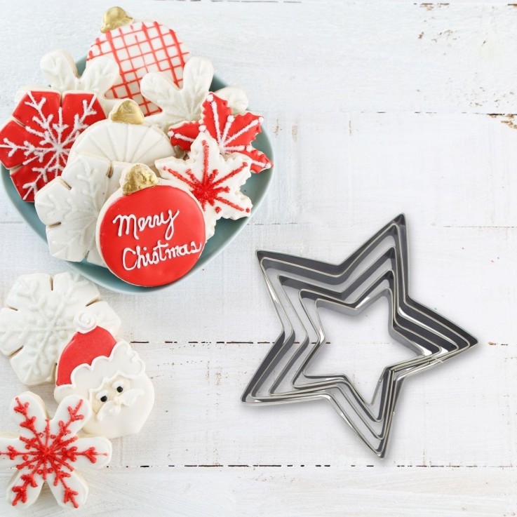 Emporte-pièces étoiles de Noël en inox - lot de 5