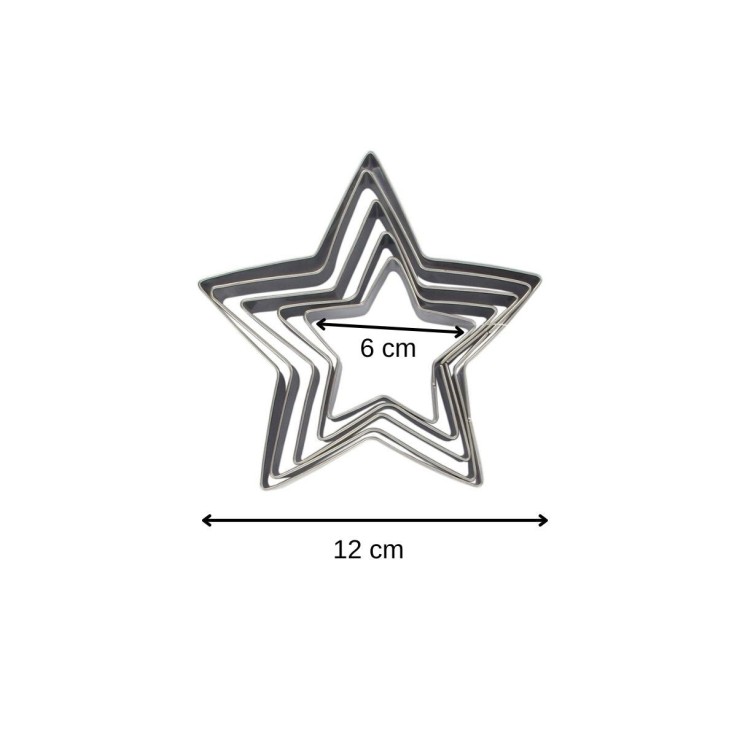 Emporte-pièces étoiles de Noël en inox - lot de 5