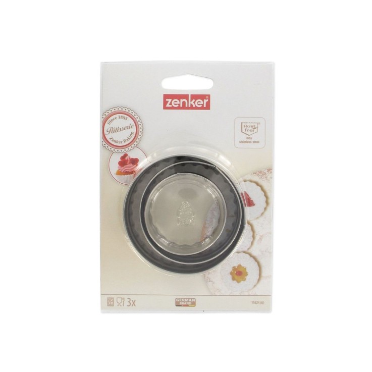 Lot de 3 emporte-pièces ronds et cannelés en inox