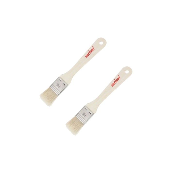 Lot de 2 pinceaux de pâtisserie en bois et poils de porc - 19 cm