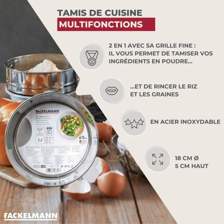 Tamis de cuisine en inox - 18 cm