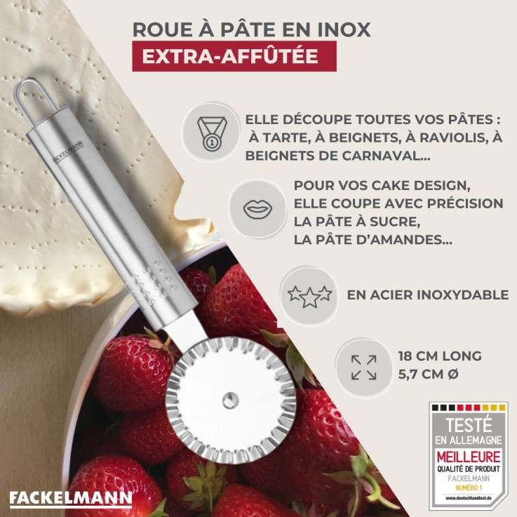 Roulette à pâte en inox - 18 cm