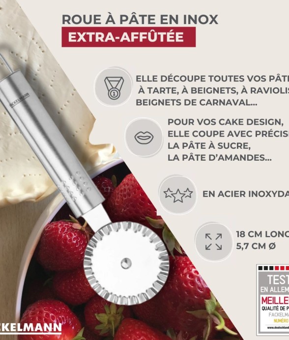 Roulette à pâte en inox -...
