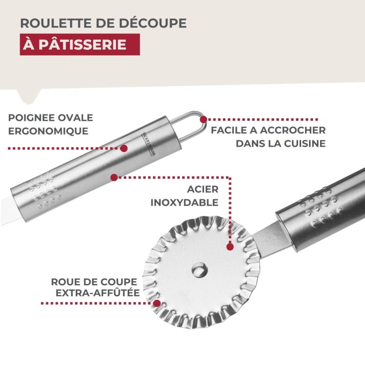 Roulette à pâte en inox - 18 cm