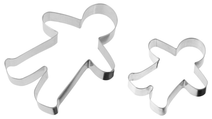 Lot de 2 emporte-pièces en inox - bonhommes en pain d'épices - 2 tailles