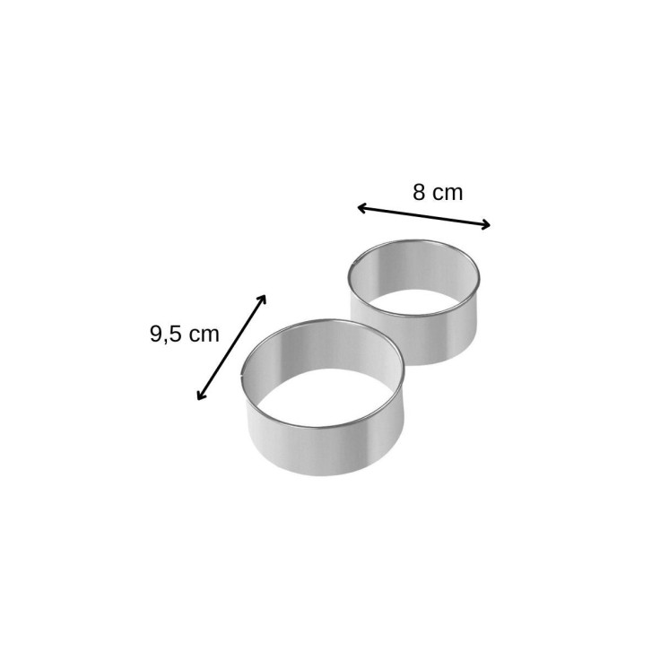 Lot de 2 emporte-pièces ronds en inox - 8 et 9,5 cm