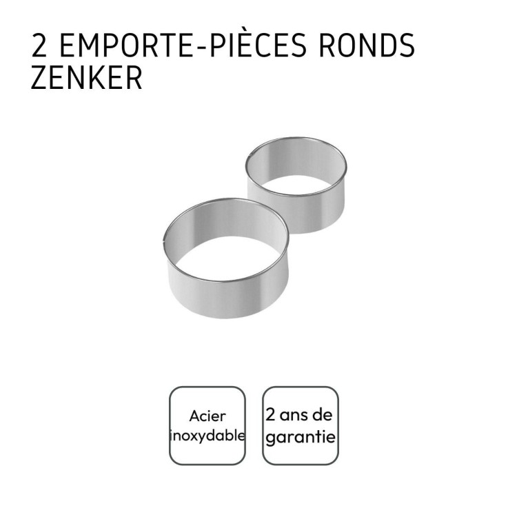 Lot de 2 emporte-pièces ronds en inox - 8 et 9,5 cm