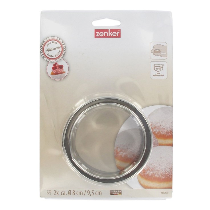Lot de 2 emporte-pièces ronds en inox - 8 et 9,5 cm