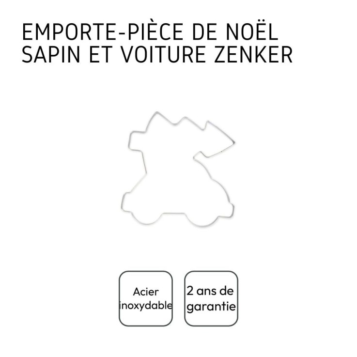 Emporte-pièce en inox - sapin couché sur une voiture