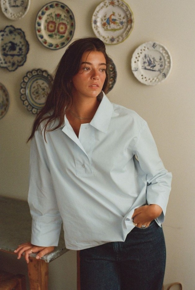 Chemise Solène Bleu en Coton Bio