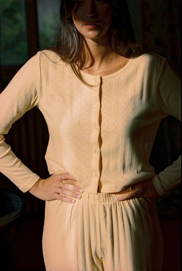 Cardigan Maud Abricot en Coton Bio