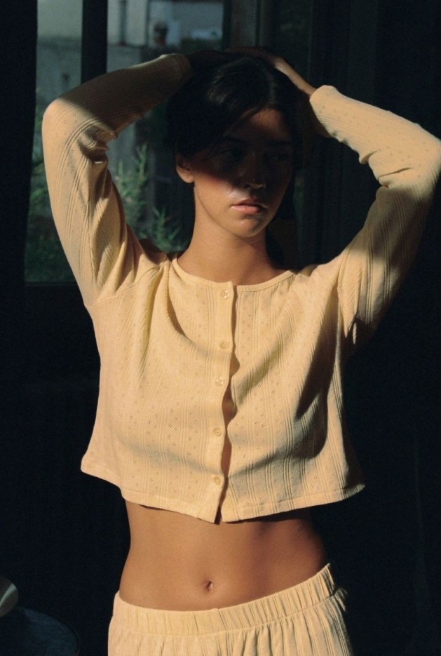 Cardigan Maud Abricot en Coton Bio