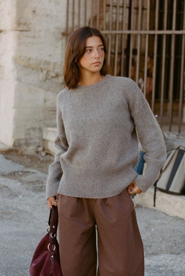 Pull Pascale Gris en Fibres Recyclées