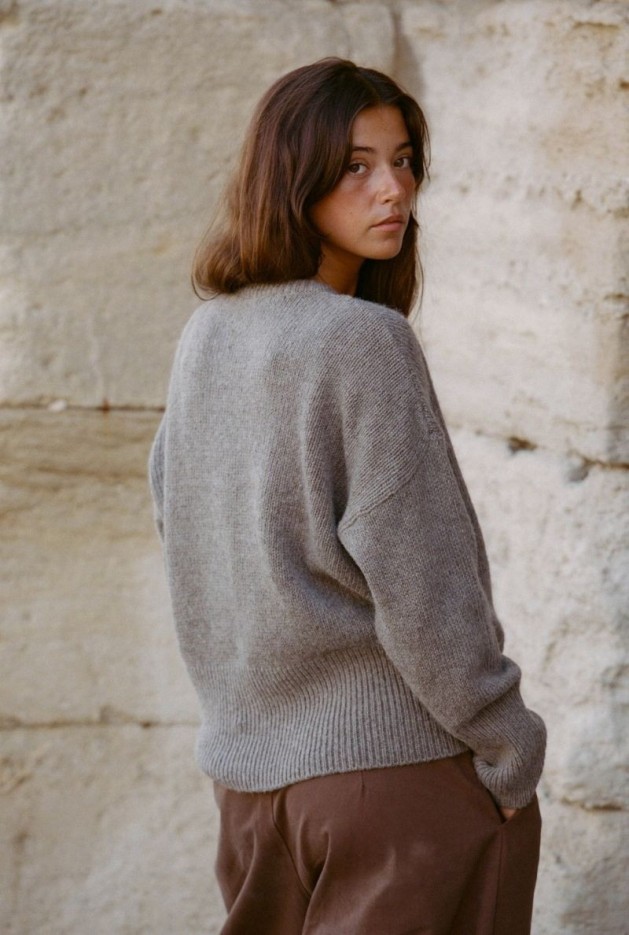 Pull Pascale Gris en Fibres Recyclées