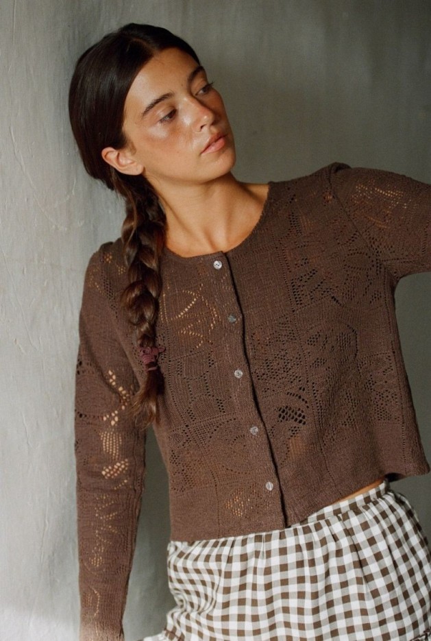 Cardigan Mariesa Marron en Coton