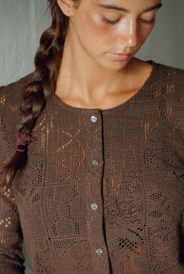 Cardigan Mariesa Marron en Coton