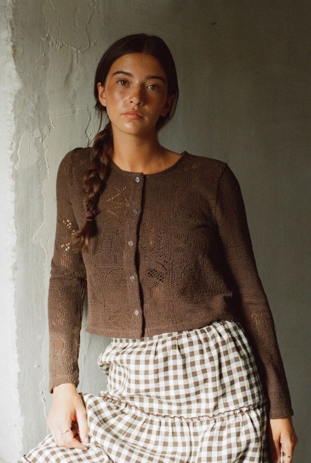Cardigan Mariesa Marron en Coton