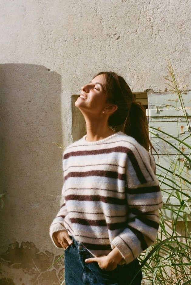 Pull Fred Rayures en Laine de baby Alpaga