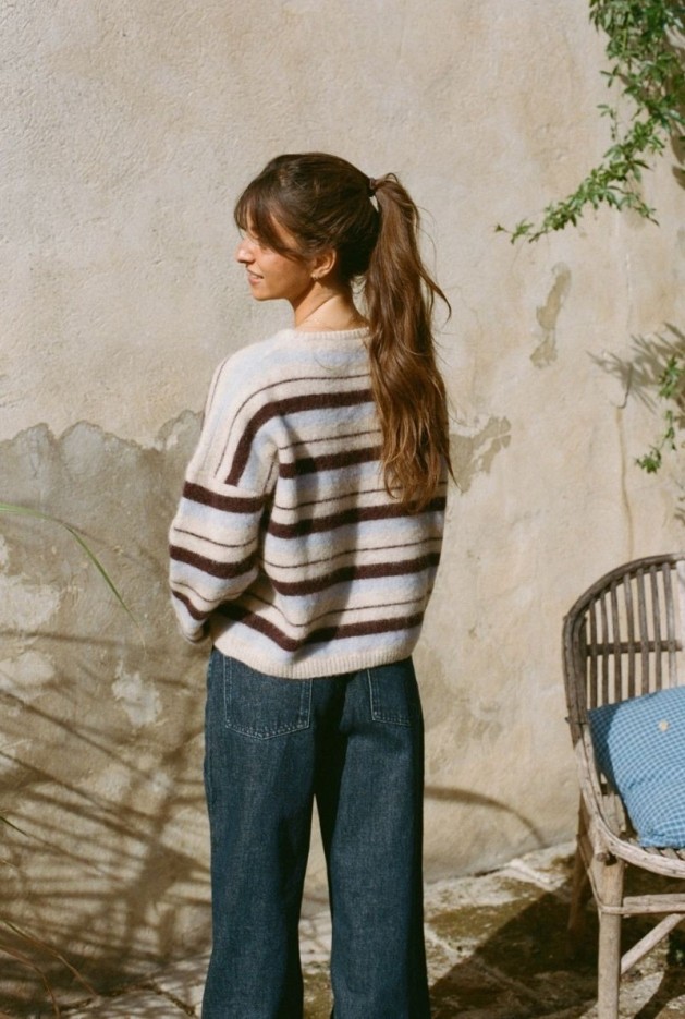 Pull Fred Rayures en Laine de baby Alpaga