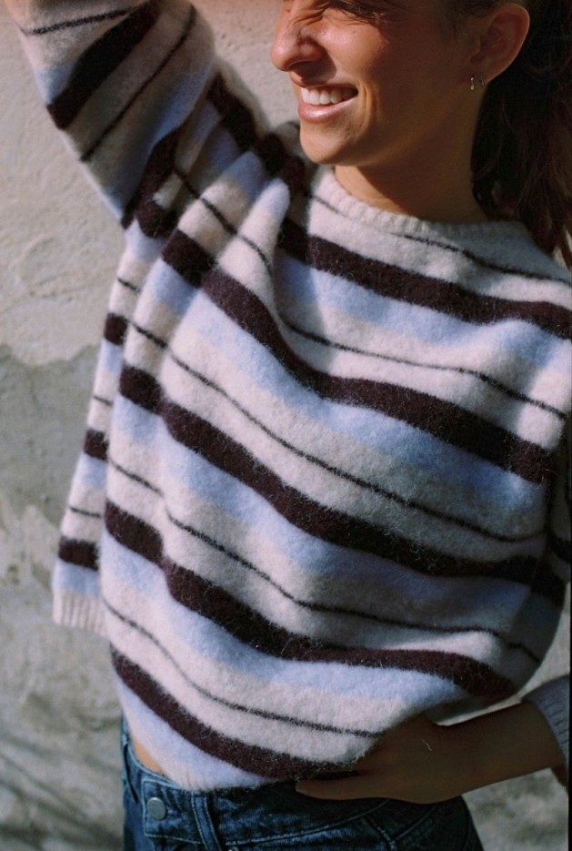 Pull Fred Rayures en Laine de baby Alpaga