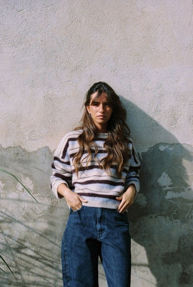 Pull Fred Rayures en Laine de baby Alpaga