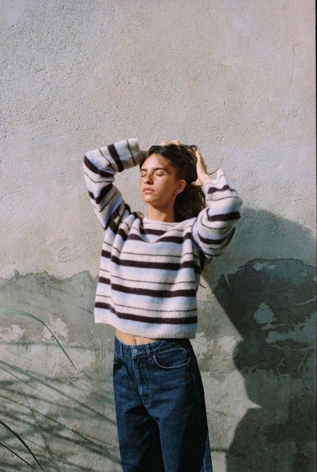 Pull Fred Rayures en Laine de baby Alpaga
