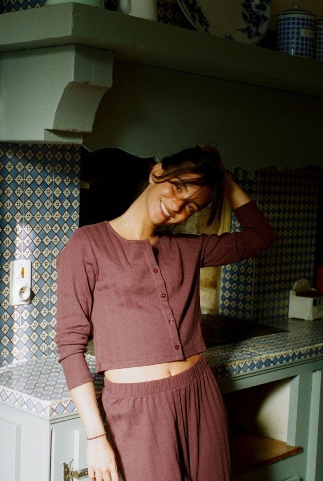 Cardigan Maud Raisin en Coton Bio