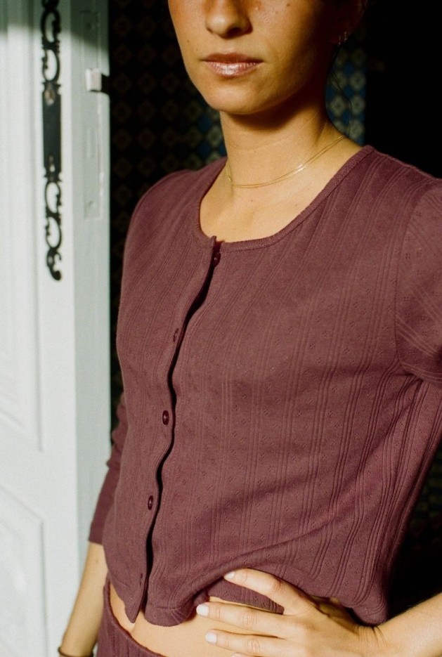 Cardigan Maud Raisin en Coton Bio
