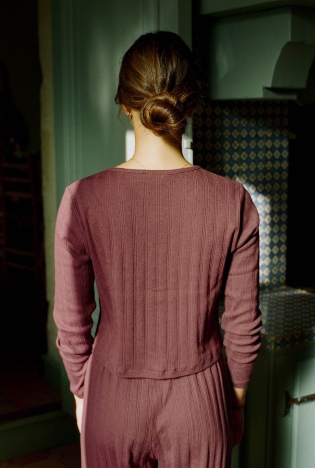 Cardigan Maud Raisin en Coton Bio