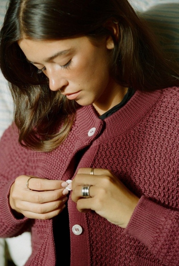 Cardigan Amandine Prune en Coton