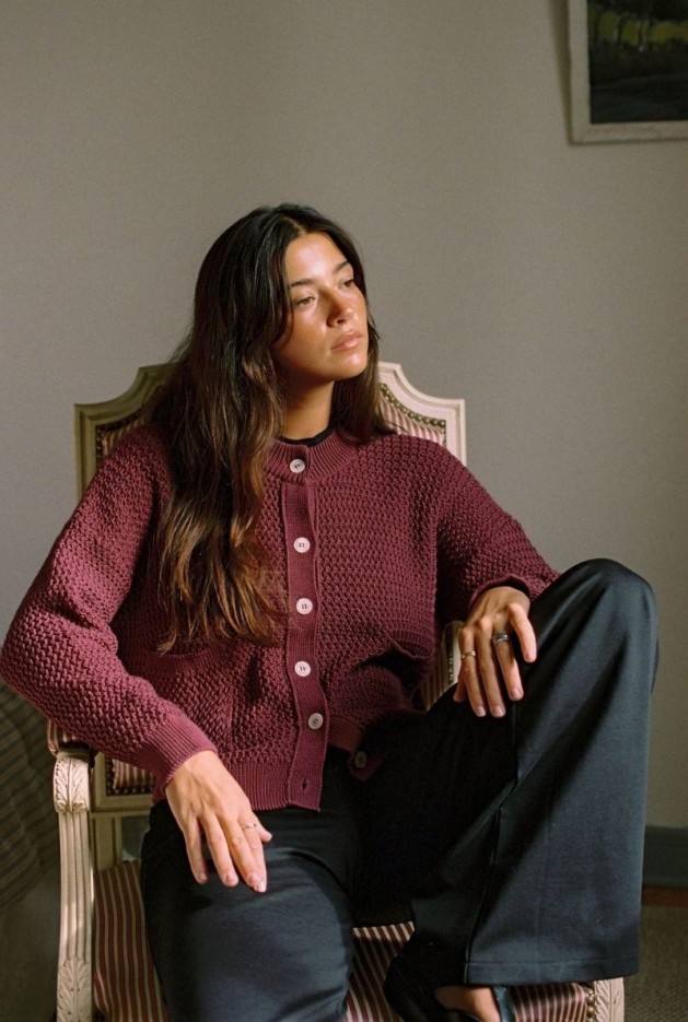 Cardigan Amandine Prune en Coton