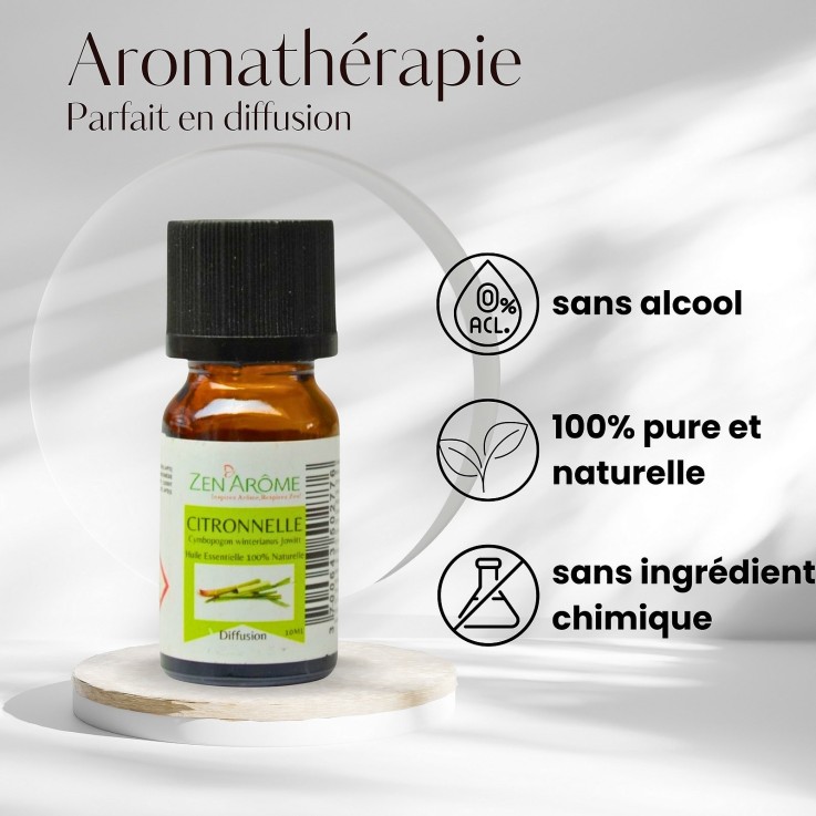 Huile essentielle de citronnelle pure et naturelle - 10 ml