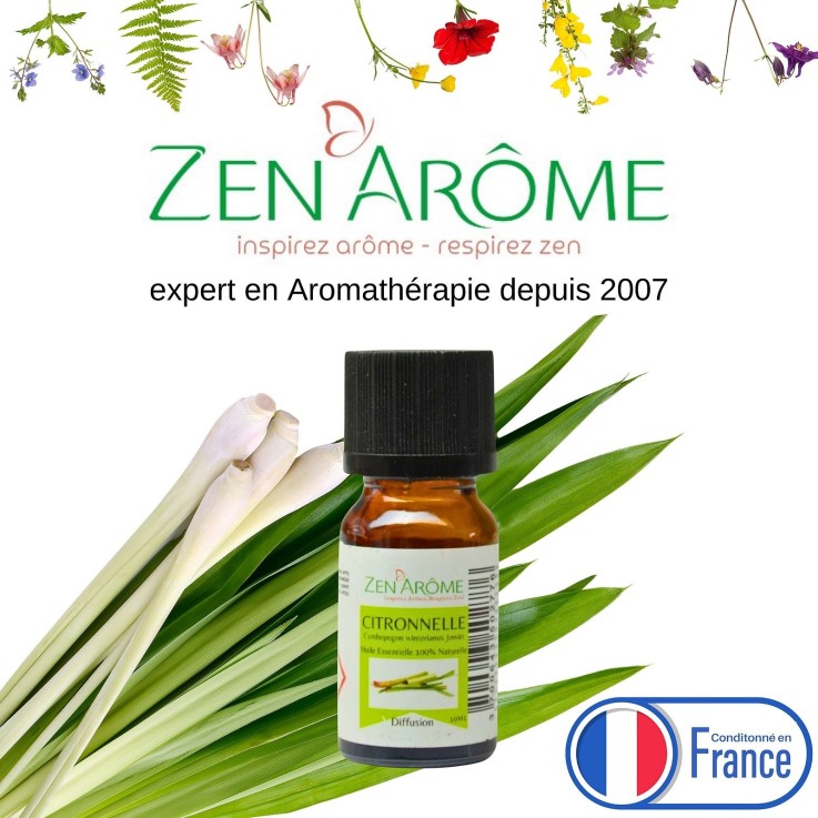 Huile essentielle de citronnelle pure et naturelle - 10 ml