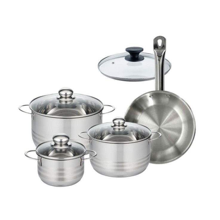 Batterie de cuisine Eterna en inox et verre - 16, 20, 24 cm
