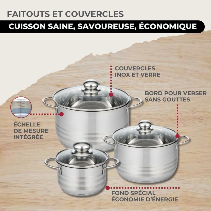 Batterie de cuisine Etherna en inox - 16 à 28 cm