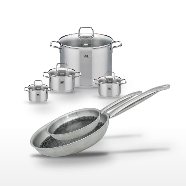 Batterie de cuisine Relief Solution en inox - 5 pièces - noire