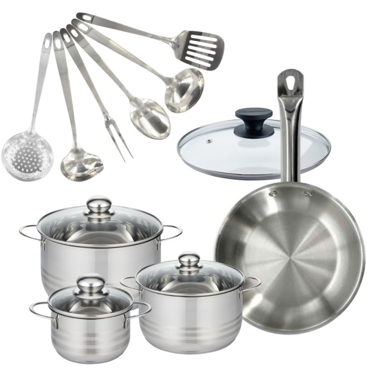 Batterie de cuisine Eterna en inox - 16, 20, 24 et 28 cm